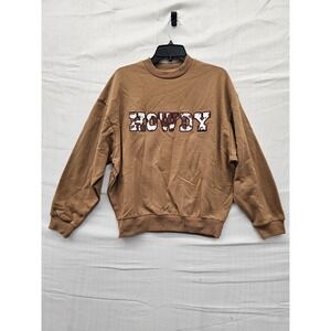 Special Thanks Howdy Cow Print Graphic Sweatshirt Brown XXS STQ001A